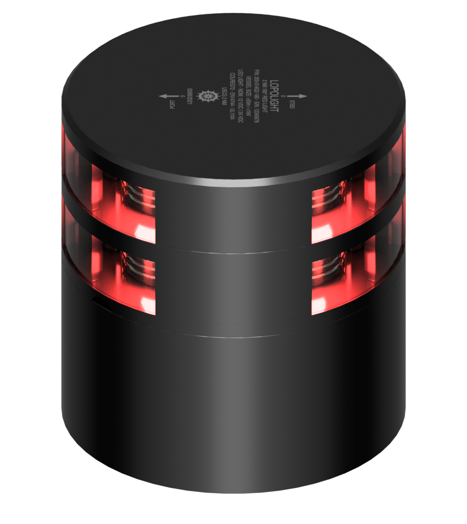 2nm 180° Red, double, black w/Conn & Alu-base (CD)